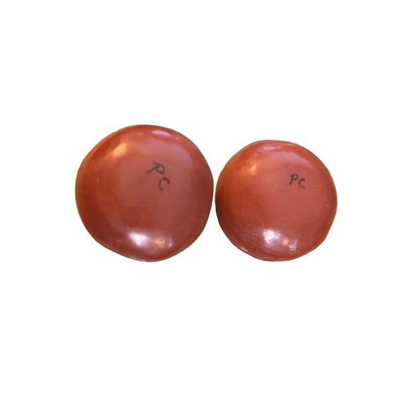 Set of Two Miniature Black on Red Pots - Picture 4 of 4